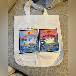 white tote bag artwork from Australian artist Ken Done's "Sydney Sunday" 1982